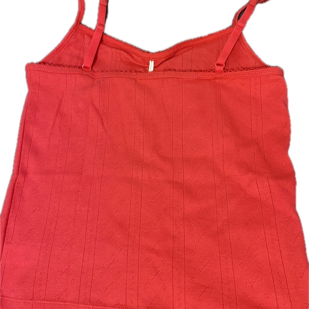 💰Coral-Red Eyelet Cotton Camisole💰 - Picture 2 of 7